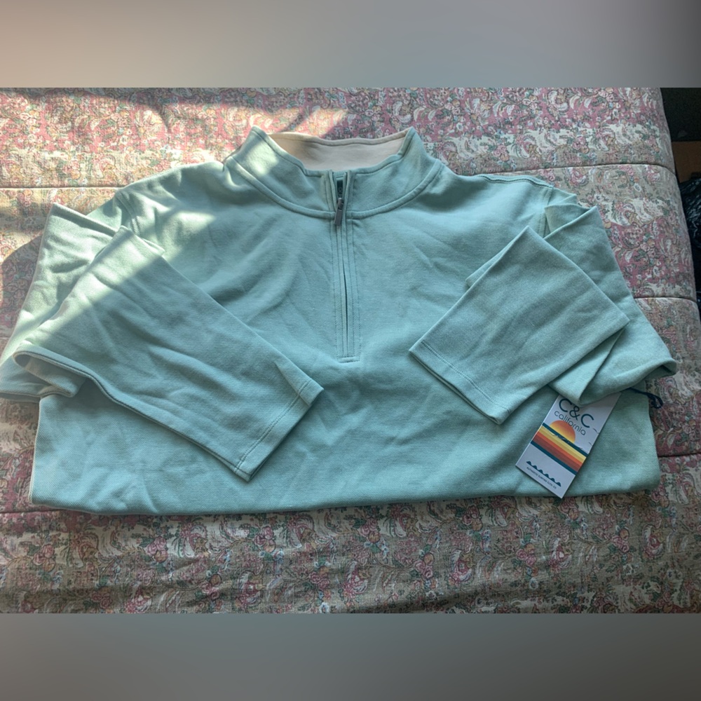 C&C California Sea Green Quarter Zip Pullover